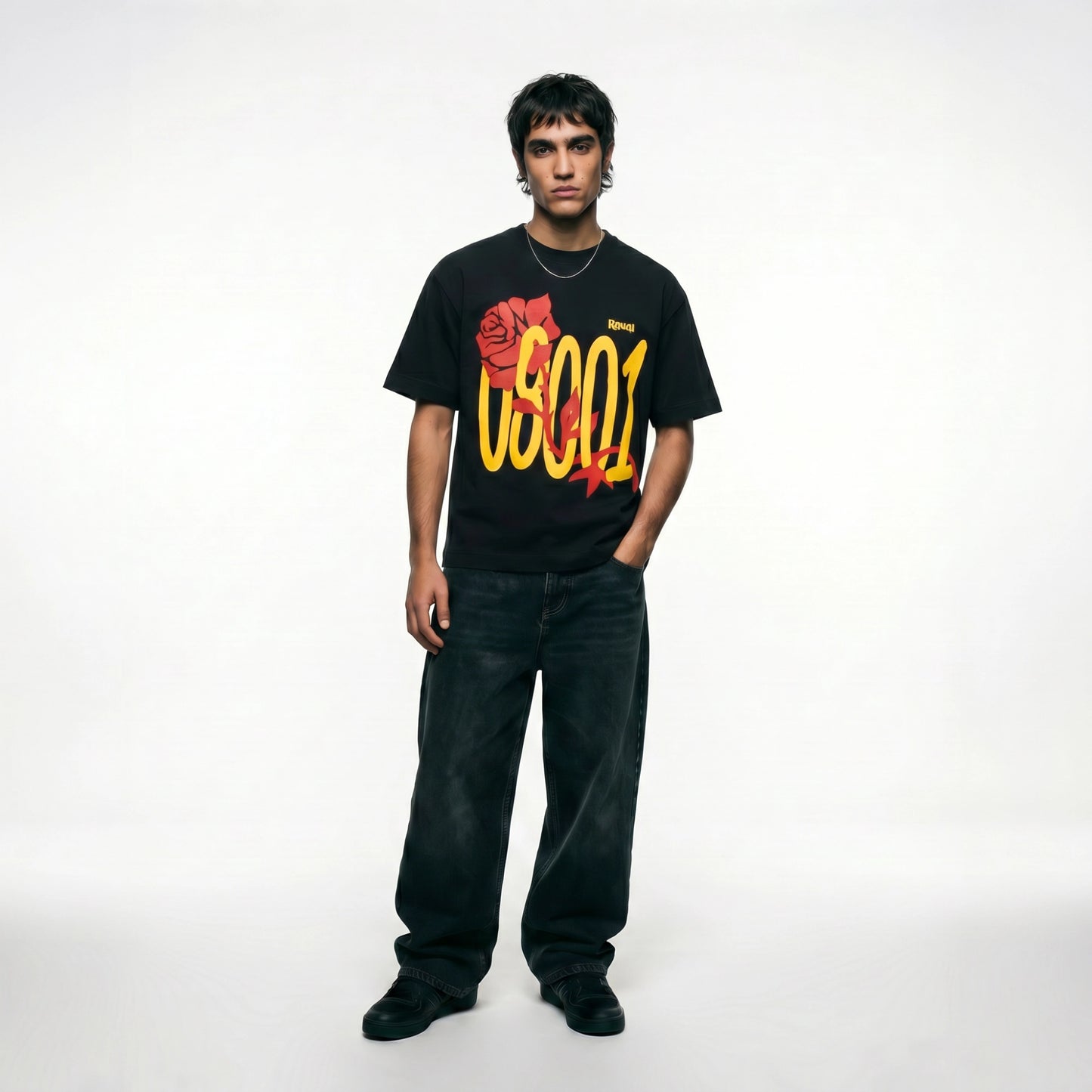 08001 ROSE TEE BLACK
