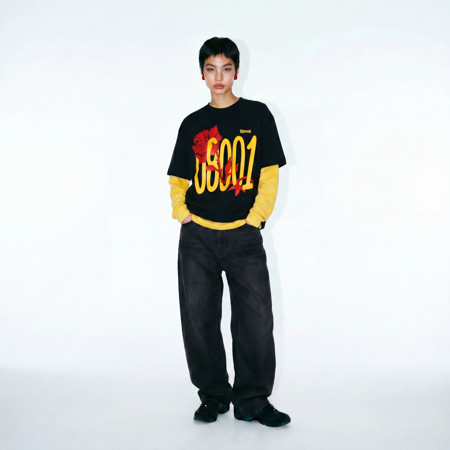 08001 ROSE TEE BLACK