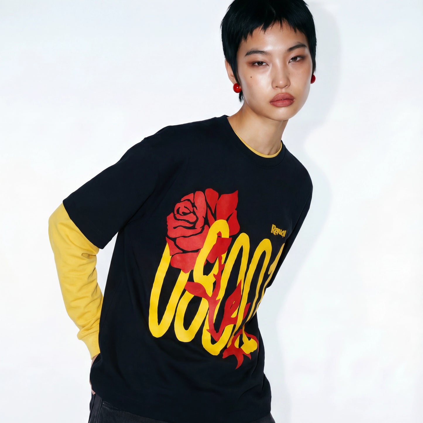 08001 ROSE TEE BLACK